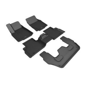 Jeep Grand Cherokee L Floor Mats - 3D MAXpider - Kagu, 1st 2nd 3rd Row - Black - `22-`25